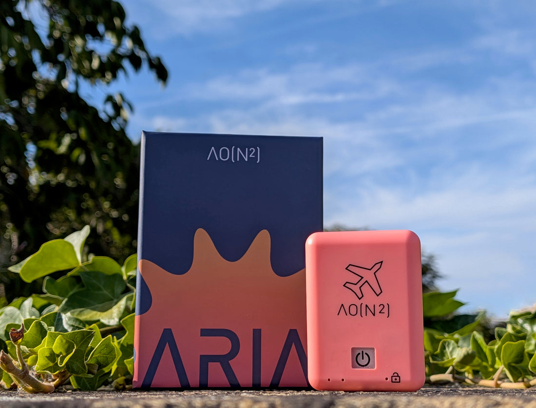 AON2 Aria speaking audible altimeter and packaging outdoors.
